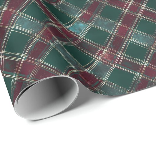Green und Burgundy Checkered Pattern - Classic Geschenkpapier (Rolleneckpunkt)