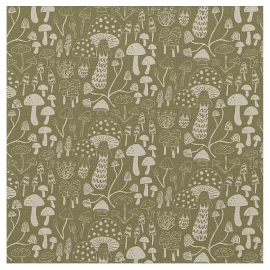 Green und Cream Mushroom  Stoff (Nahaufnahme)