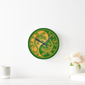 Green und Gelb Yang Geckos Runde Wanduhr (Zuhause)