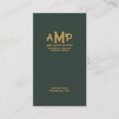 Green und Gold 3 Letter Monogram Business-Logo Visitenkarte (Vorderseite)