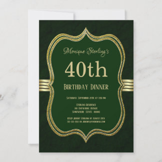 Green und Gold 40. Geburtstags Dinner Party Einladung
