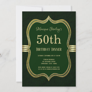 Green und Gold 50. Geburtstags Dinner Party Einladung