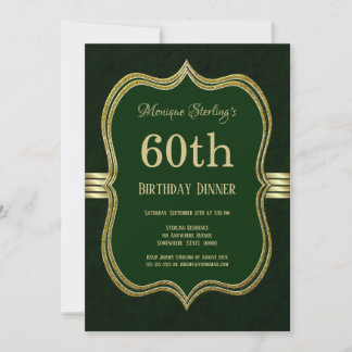Green und Gold 60. Geburtstag Abendessen Party Einladung