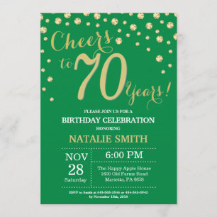 Green und Gold 70. Geburtstag Diamant Einladung