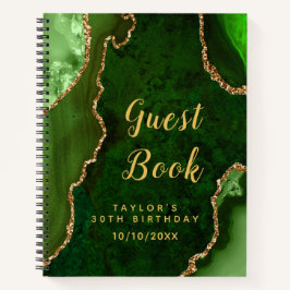 Green und Gold Agate Birthday Gästebuch Notizblock