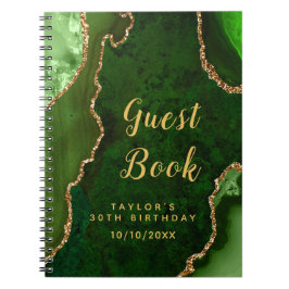 Green und Gold Agate Birthday Gästebuch Notizblock