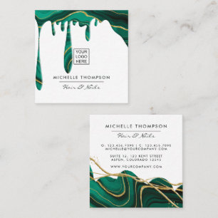 Green und Gold Agate Driving Square Business Card Quadratische Visitenkarte