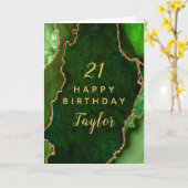 Green und Gold Agate Happy Birthday Karte (Gelbe Blume)