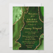Green und Gold Agate Marble Brautparty Einladung (Vorderseite)