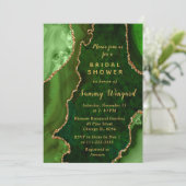 Green und Gold Agate Marble Brautparty Einladung (Stehend Vorderseite)