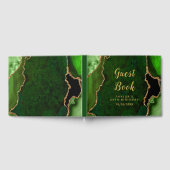 Green und Gold Agate Marble Geburtstag Gästebuch (Voll)