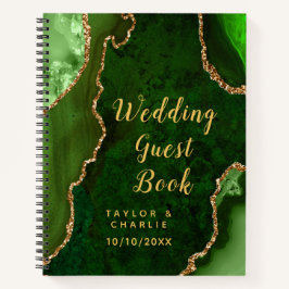 Green und Gold Agate Wedding Gästebuch Notizblock