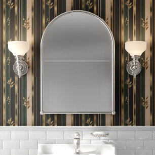 Green und Gold Art Deco Floral Strip Tapete