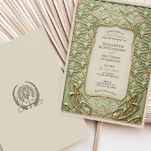 Green und Gold Art Deco Hochzeit Einladung