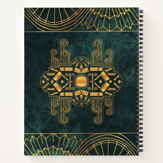 Green und Gold Art Deco Notizblock (Rückseite)