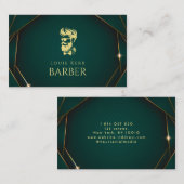Green und Gold Barbershop Visitenkarte (Vorne/Hinten)