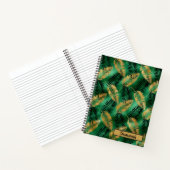 Green und Gold Blätter Muster Monogram Notebook Notizblock (Innenseite)