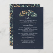 Green und Gold Blue Wedding Information Guest Begleitkarte (Vorne/Hinten)