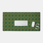 Green und Gold Brocade Mit Monogramm Schreibtischunterlage (Tastatur & Maus)