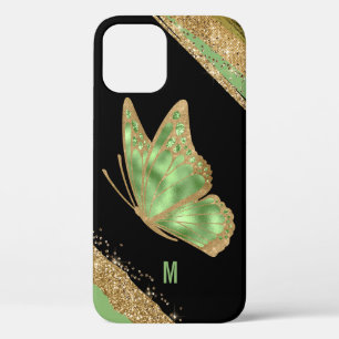 Green und Gold Butterfly Mit Monogramm Case-Mate iPhone Hülle