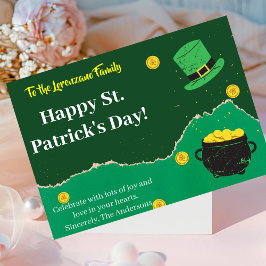 Green und Gold Coins Lines St Patrick's Day Card Mitteilungskarte