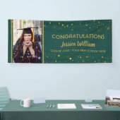 Green und Gold Confetti Graduate Foto Abschluss Banner (Messe)