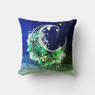 Green und Gold Crescent Moon Starween Kissen