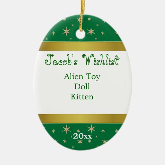 Green und Gold Custom Wishlist Ornament (Vorne)