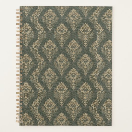 Green und Gold Damask Planer (Vorderseite)