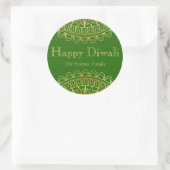 Green und Gold Diwali Gastgeschenk Runder Aufkleber (Tasche)