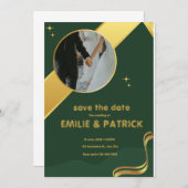 Green und Gold einfach Save the Date Einladung (Vorne/Hinten)
