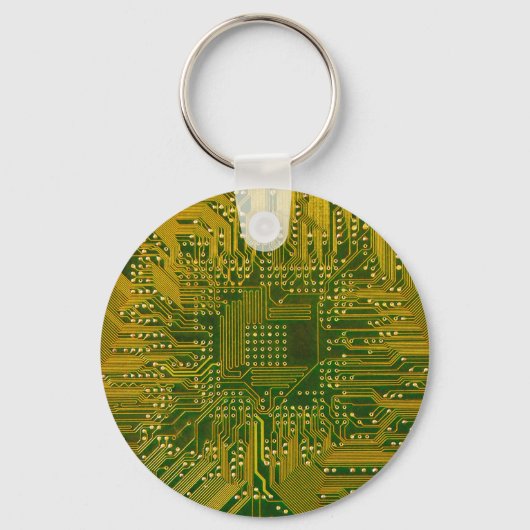 Green und Gold Electronic Computer Circuit Board Schlüsselanhänger (Vorderseite)