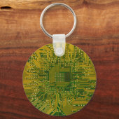 Green und Gold Electronic Computer Circuit Board Schlüsselanhänger (Vorderseite)