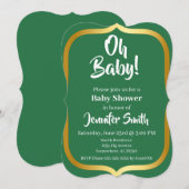 Green und Gold Elegant Baby Shower Einladung (Vorne/Hinten)