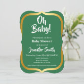 Green und Gold Elegant Baby Shower Einladung (Stehend Vorderseite)