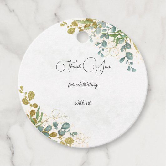 Green und gold Eukalyptus Aquarell Vielen Dank Geschenkanhänger (Vorderseite)