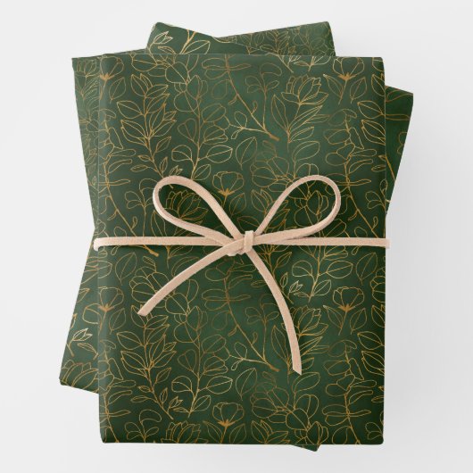 Green und Gold Eukalyptus Geschenkpapier Set (Beispiel)