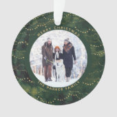 Green und Gold Fairy Lights | Zwei Fotos Ornament (Vorderseite)