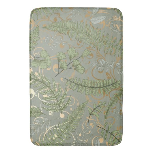 Green und Gold Fern Muster Badematte (Vorderseite Vertikal)