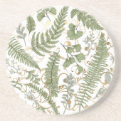 Green und Gold Fern Muster Getränkeuntersetzer (Vorne)