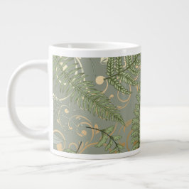 Green und Gold Fern Muster Jumbo-Tasse