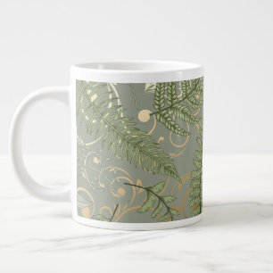 Green und Gold Fern Muster Jumbo-Tasse