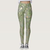 Green und Gold Fern Muster Leggings (Vorderseite)