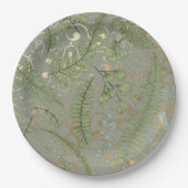 Green und Gold Fern Muster Pappteller (Vorderseite)