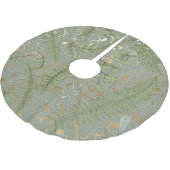 Green und Gold Fern Muster Polyester Weihnachtsbaumdecke (Schrägansicht)