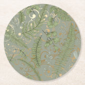 Green und Gold Fern Muster Runder Pappuntersetzer (Vorderseite)