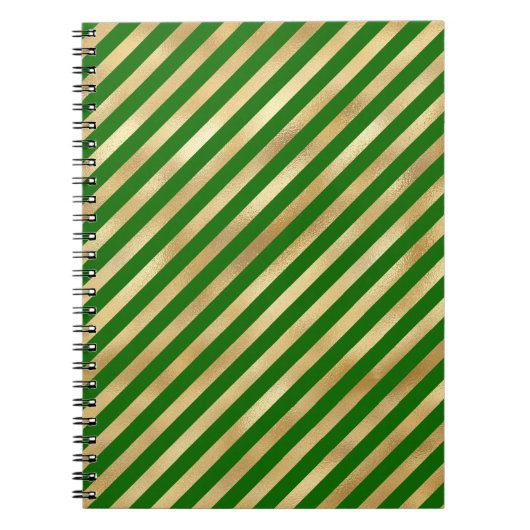 Green und Gold Festive Strip Notebook Notizblock (Vorderseite)