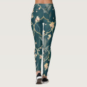 Green und Gold Floral Muster Leggings (Rückseite)