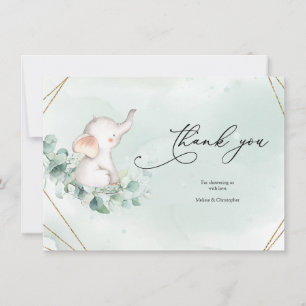 Green und Gold Geometric Frame Baby Dusche Dankeskarte