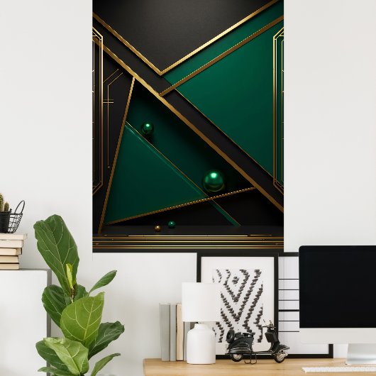 Green und Gold Geometry Poster (Heimbüro)